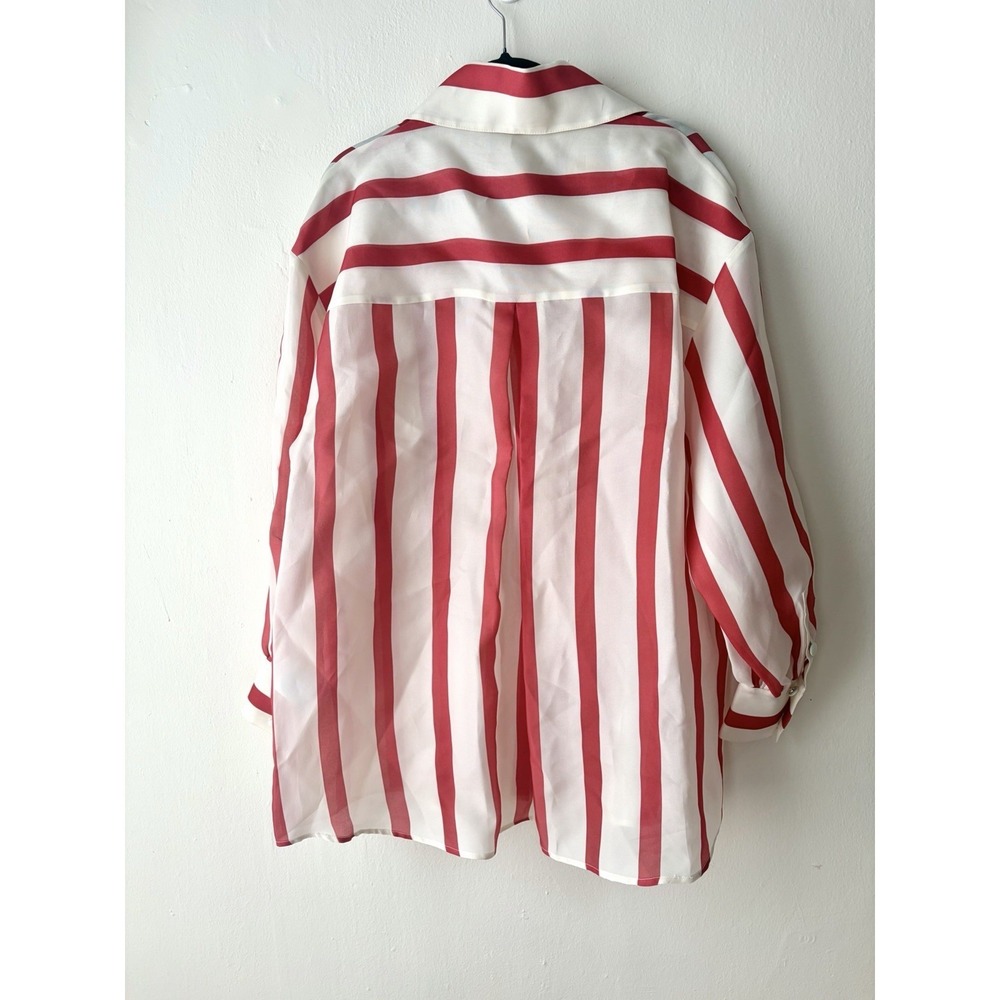 Leo Lin $695 NWT New Kathleen Silk Striped Blouse Size 2 US 6 AUS - Picture 6 of 7